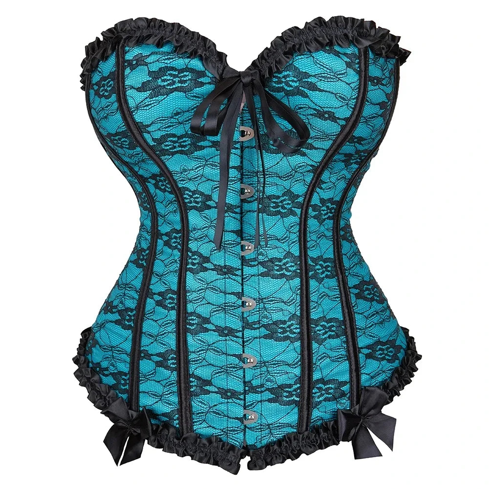 Corset bleu clair avec dentelle