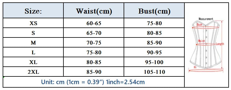 Guide des tailles corset camouflage