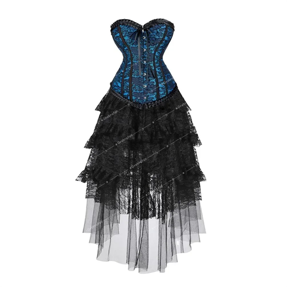 Robe Victorienne avec corset bleu