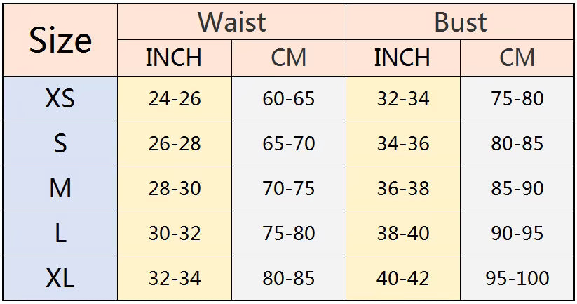 Guide des tailles corset simili cuir