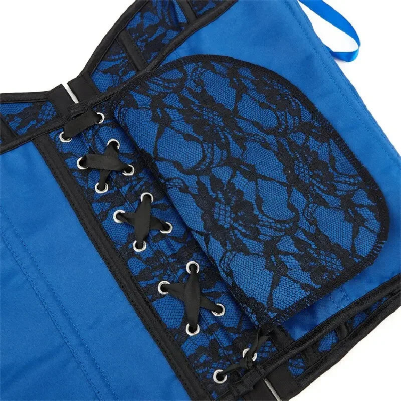Corset bleu roi détails