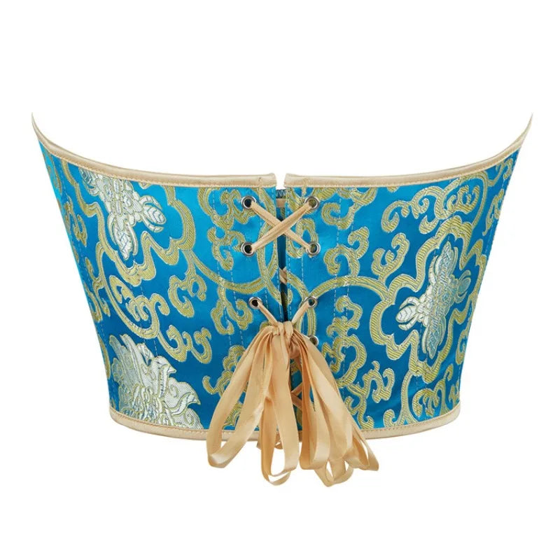 Corset bleu turquoise dos