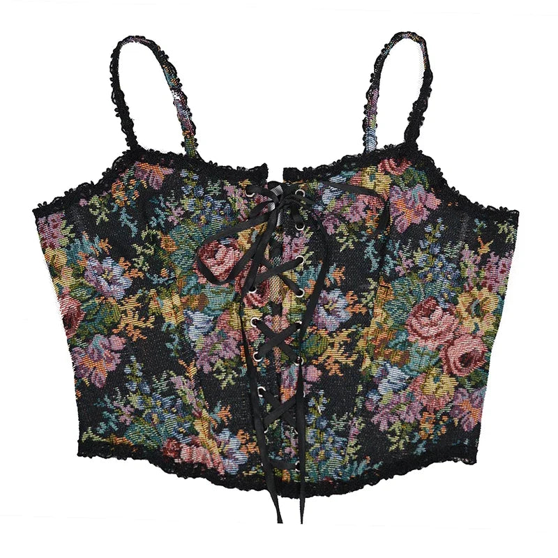 Corset broderie noir