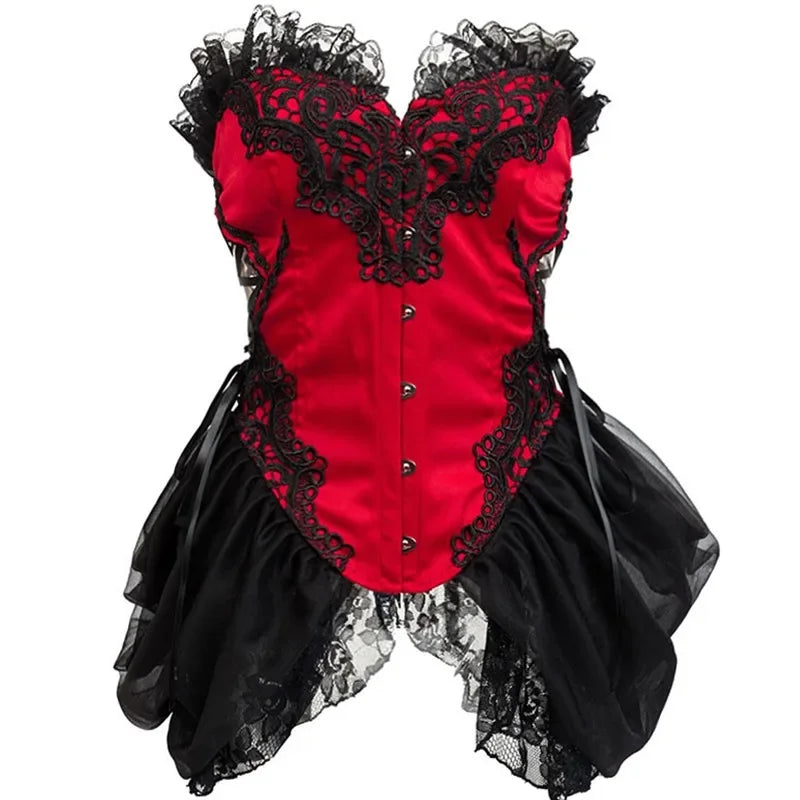 Corset burlesque noir et rouge