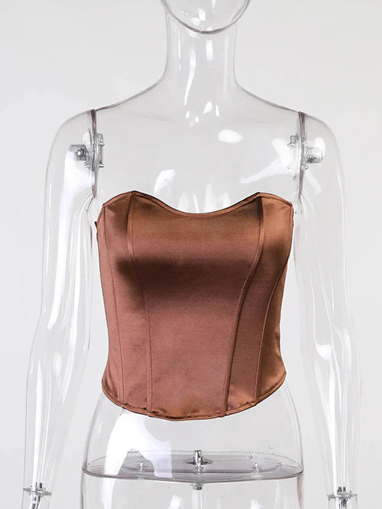 Corset bustier brun