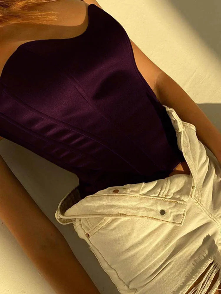 Corset bustier violet foncé