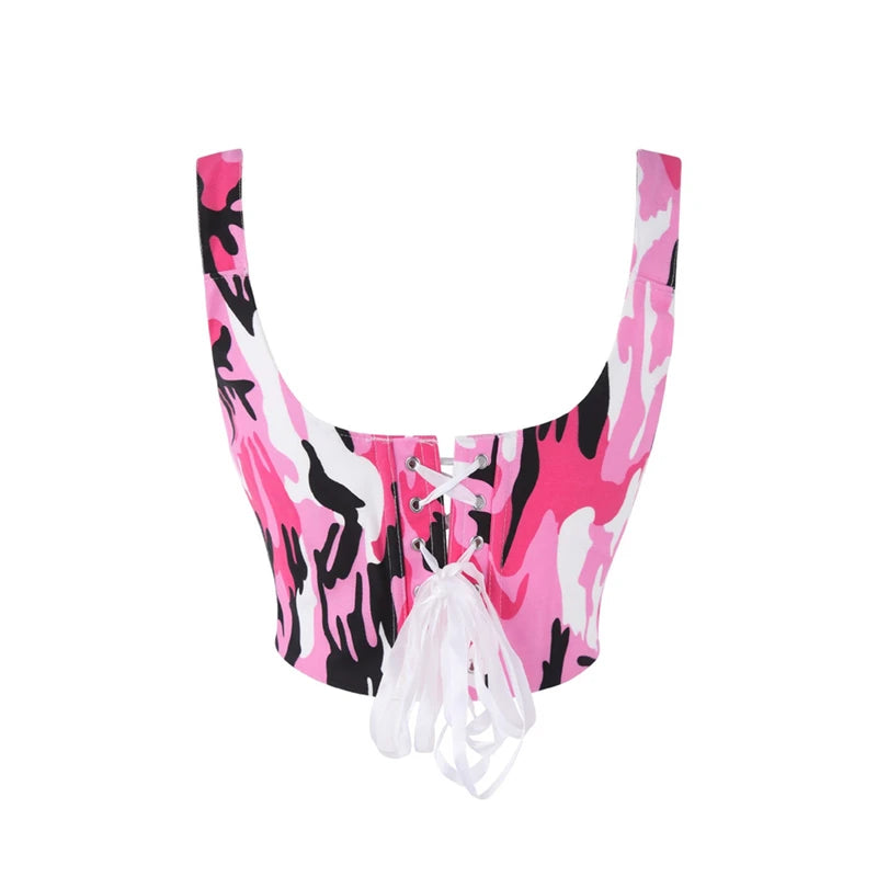 Corset camouflage rose dos