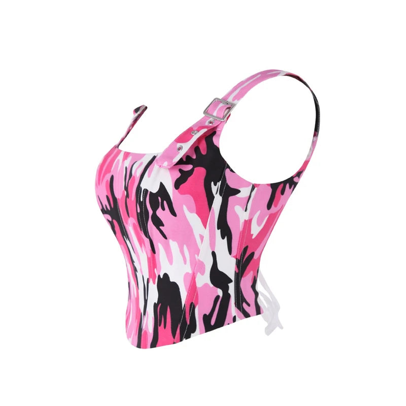 Corset camouflage rose profil
