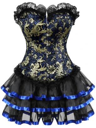 Corset carnaval bleu