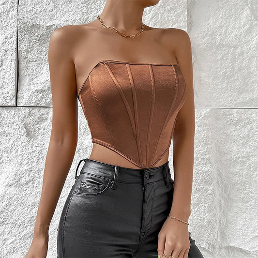 Corset croc-top brun