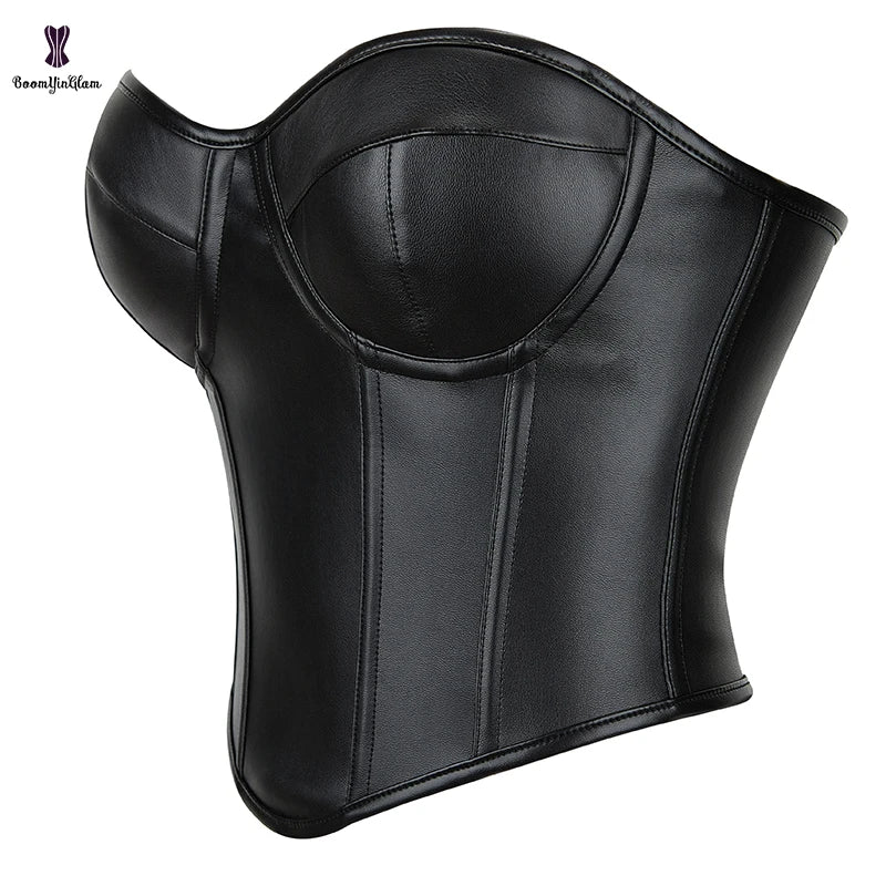 Corset cuir noir profil