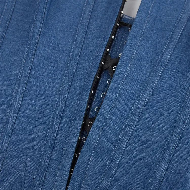 Corset denim agrafes