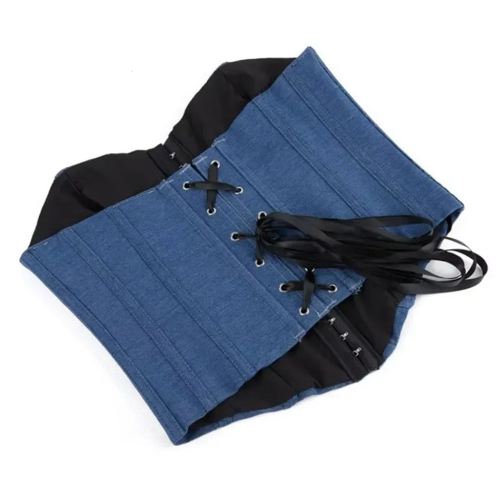 Corset denim lacets