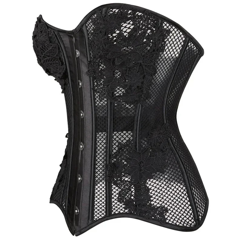 Corset dentelle noir profil