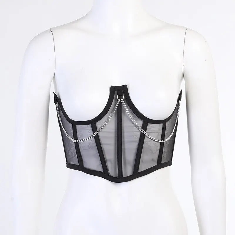 Corset en maille noir sur mannequin