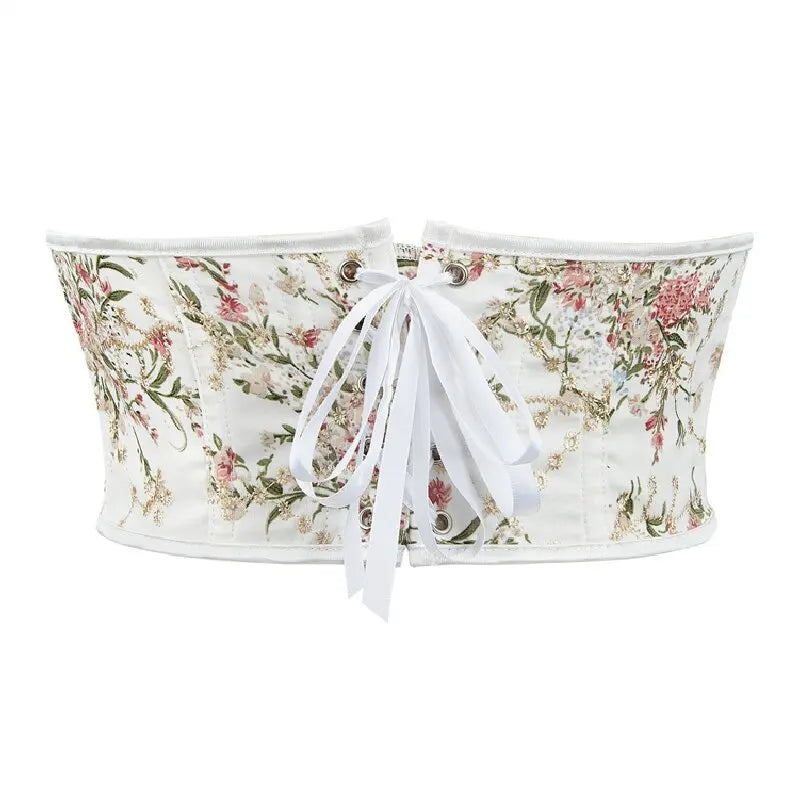 Corset fleuri beige dos