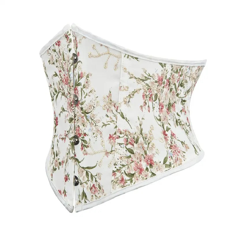 Corset fleuri beige profil