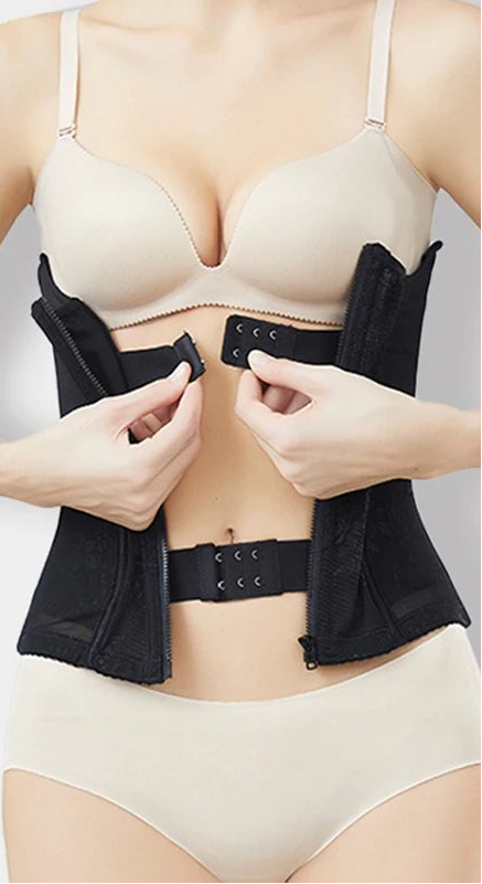 Corset gaine noir agrafes