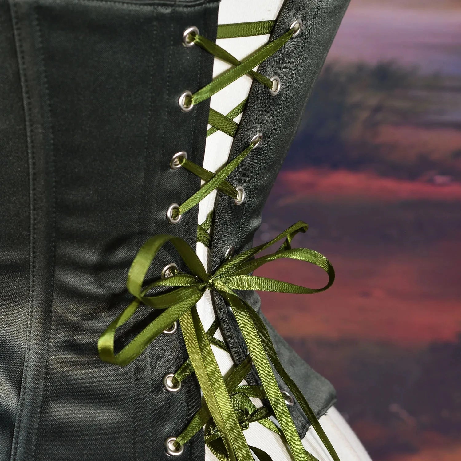 Corset glamour vert lacets