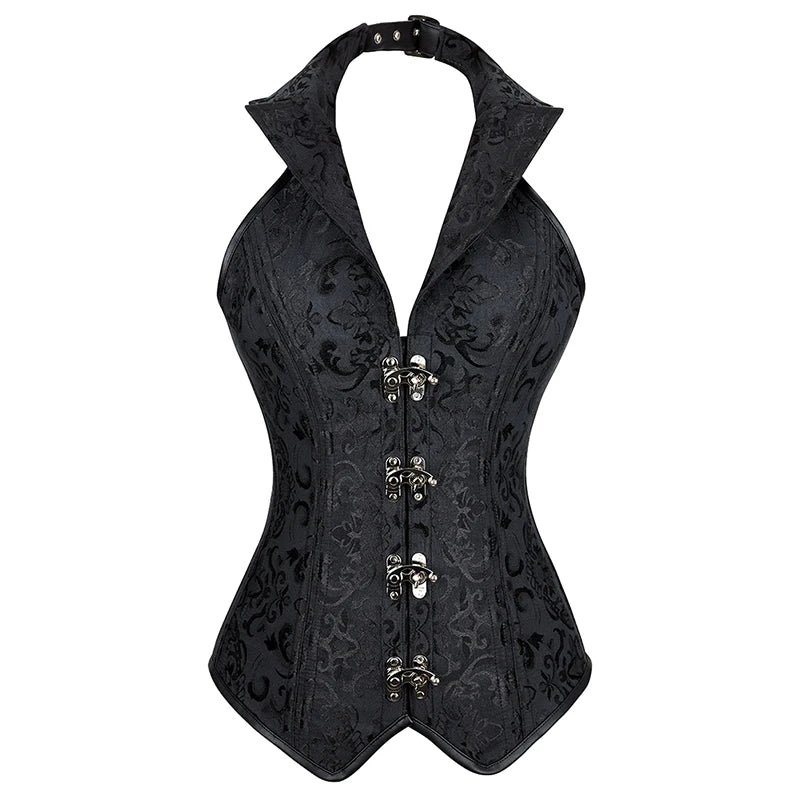 Corset gothique noir avec col