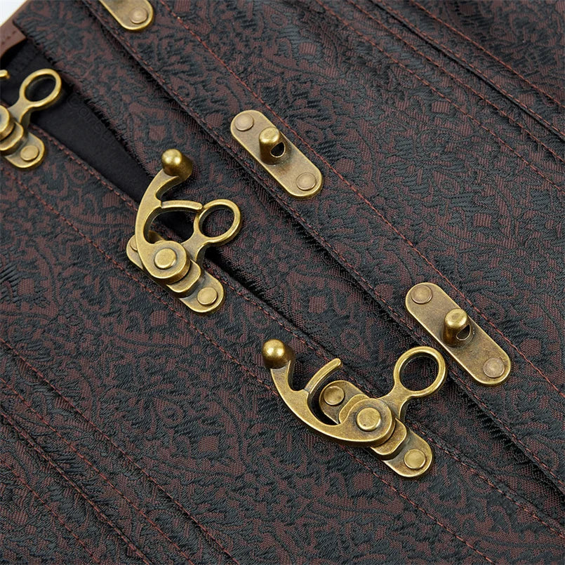 Corset gothique brun avec col détails