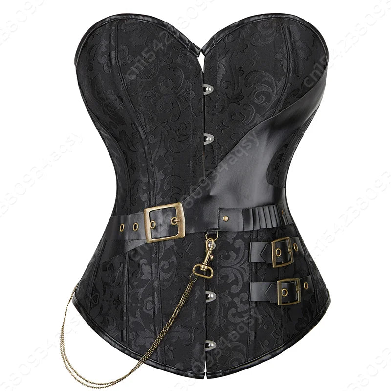 Corset gothique noir avec ceinture