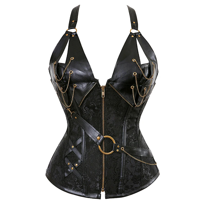 Corset gothique noir avec chaînes