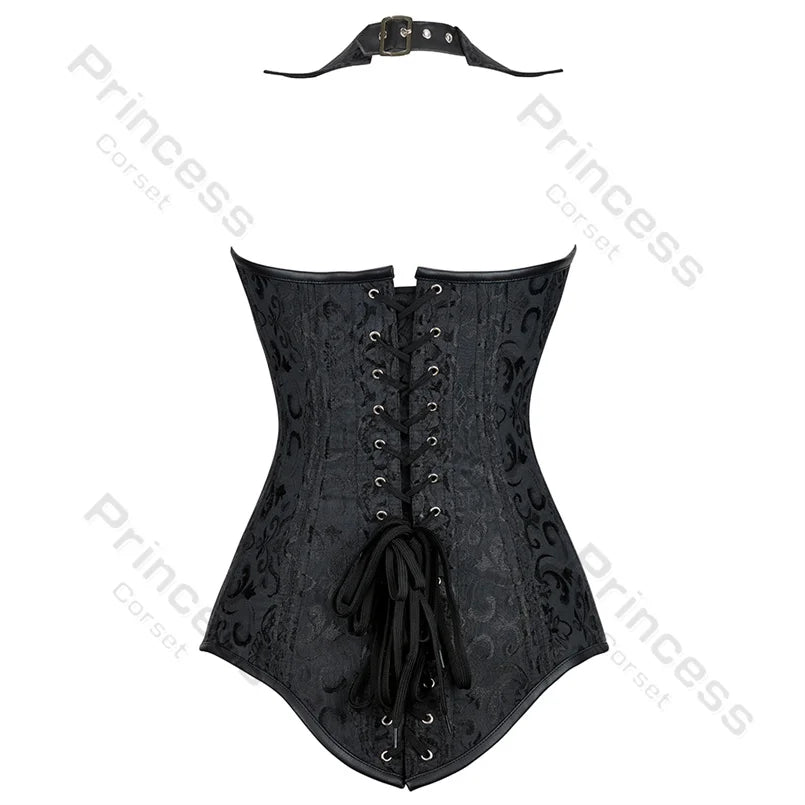 Corset gothique noir avec col dos