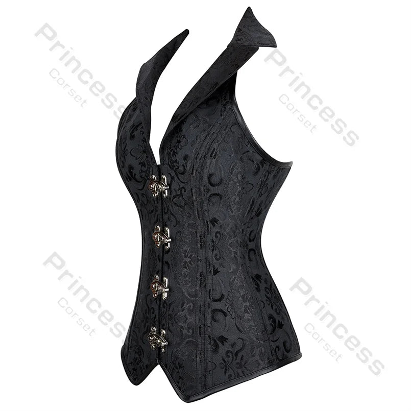 Corset gothique noir avec col profil