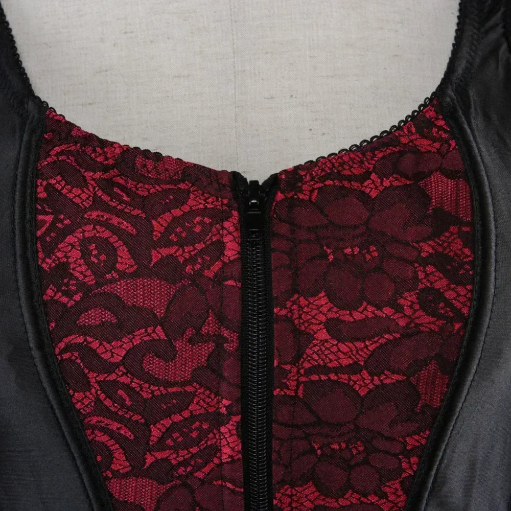 Corset grande taille rouge détails