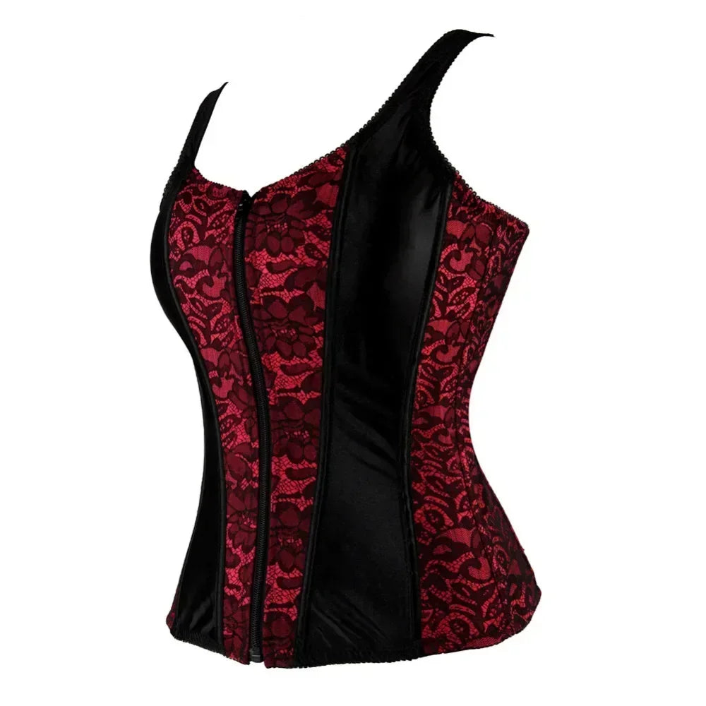 Corset grande taille rouge profil
