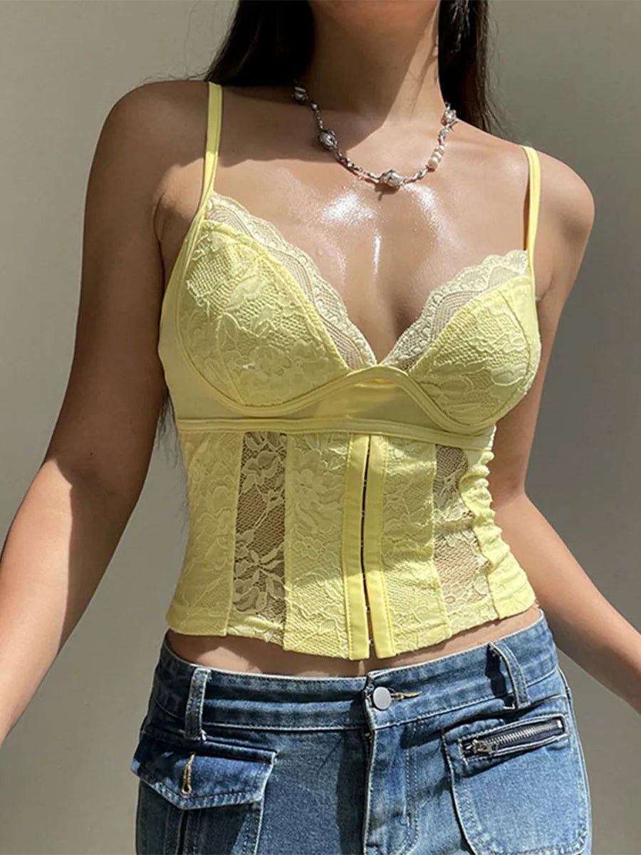 Corset jaune agrafes fermées