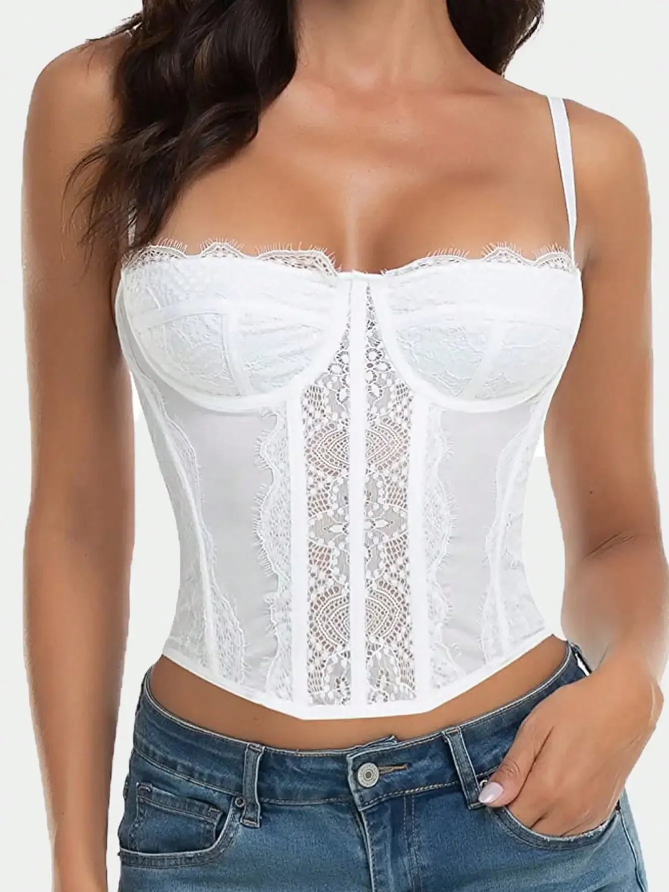 Corset livraison rapide blanc sur mannequin