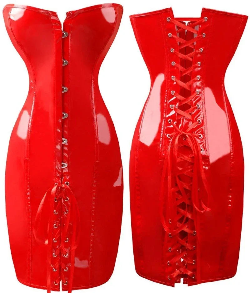 Corset long rouge dos