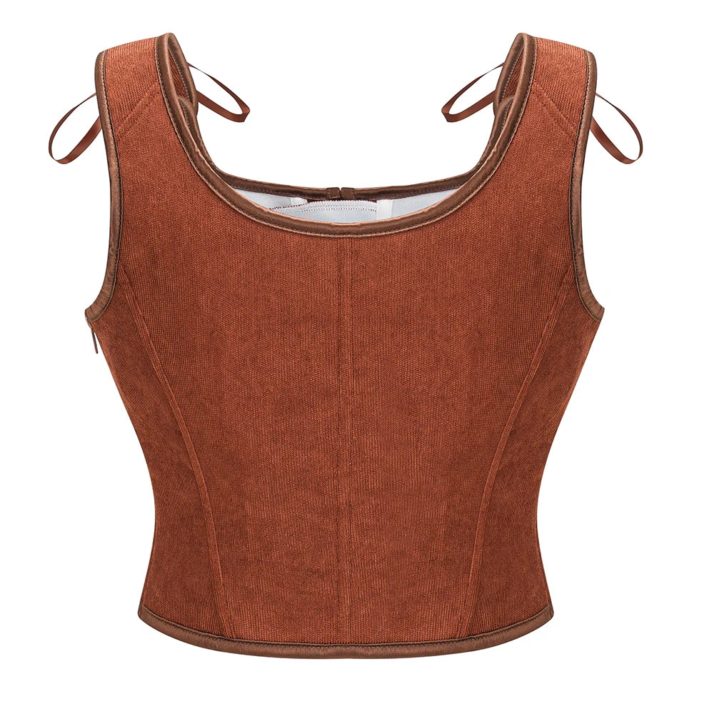 Corset médiéval brun dos