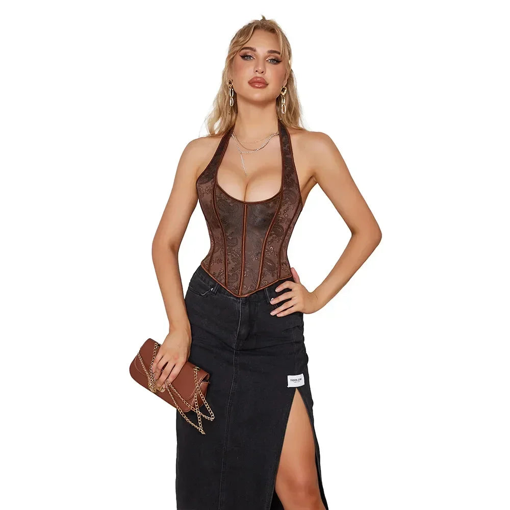 Corset marron sur mannequin