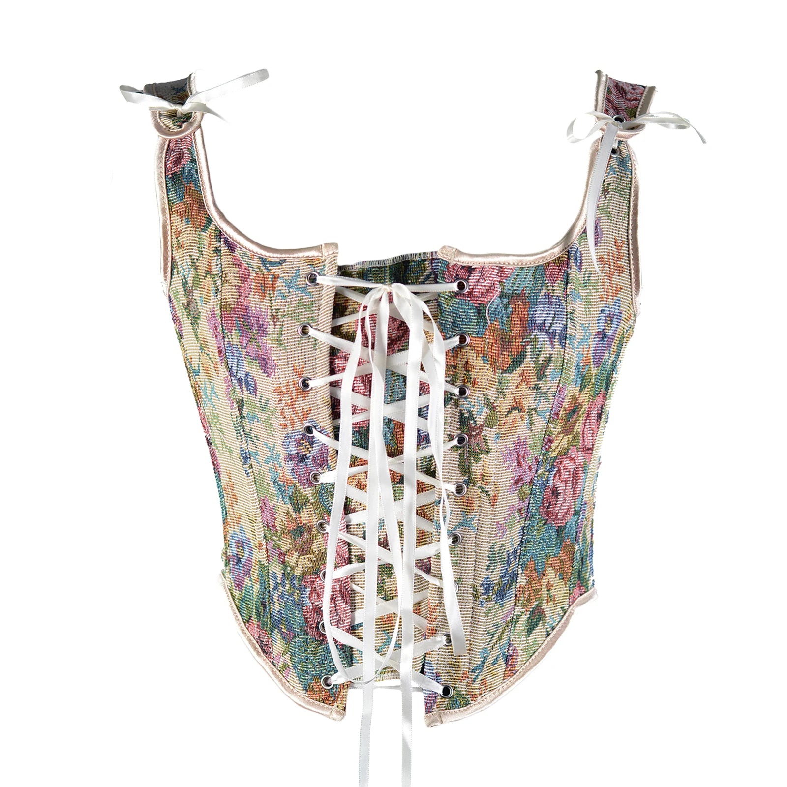 Corset à motifs floraux beige