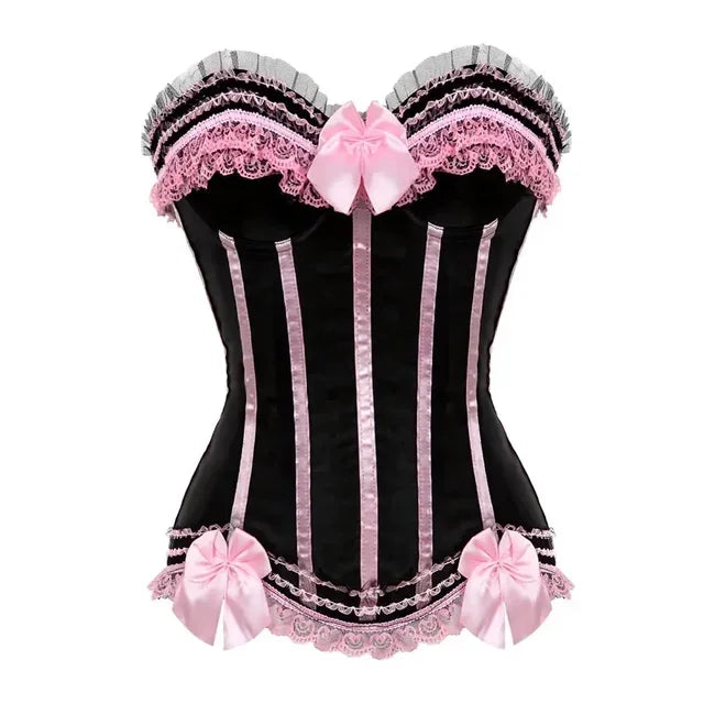 Corset noir et rose