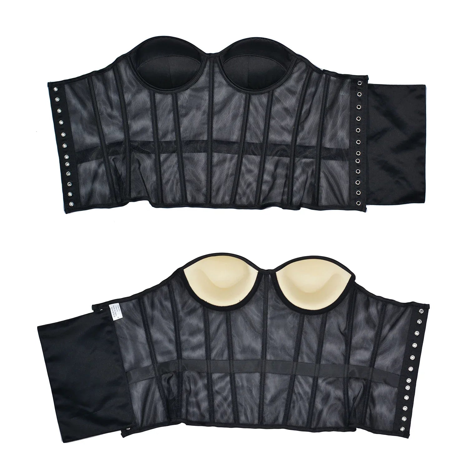 Corset noir transparent ouvert