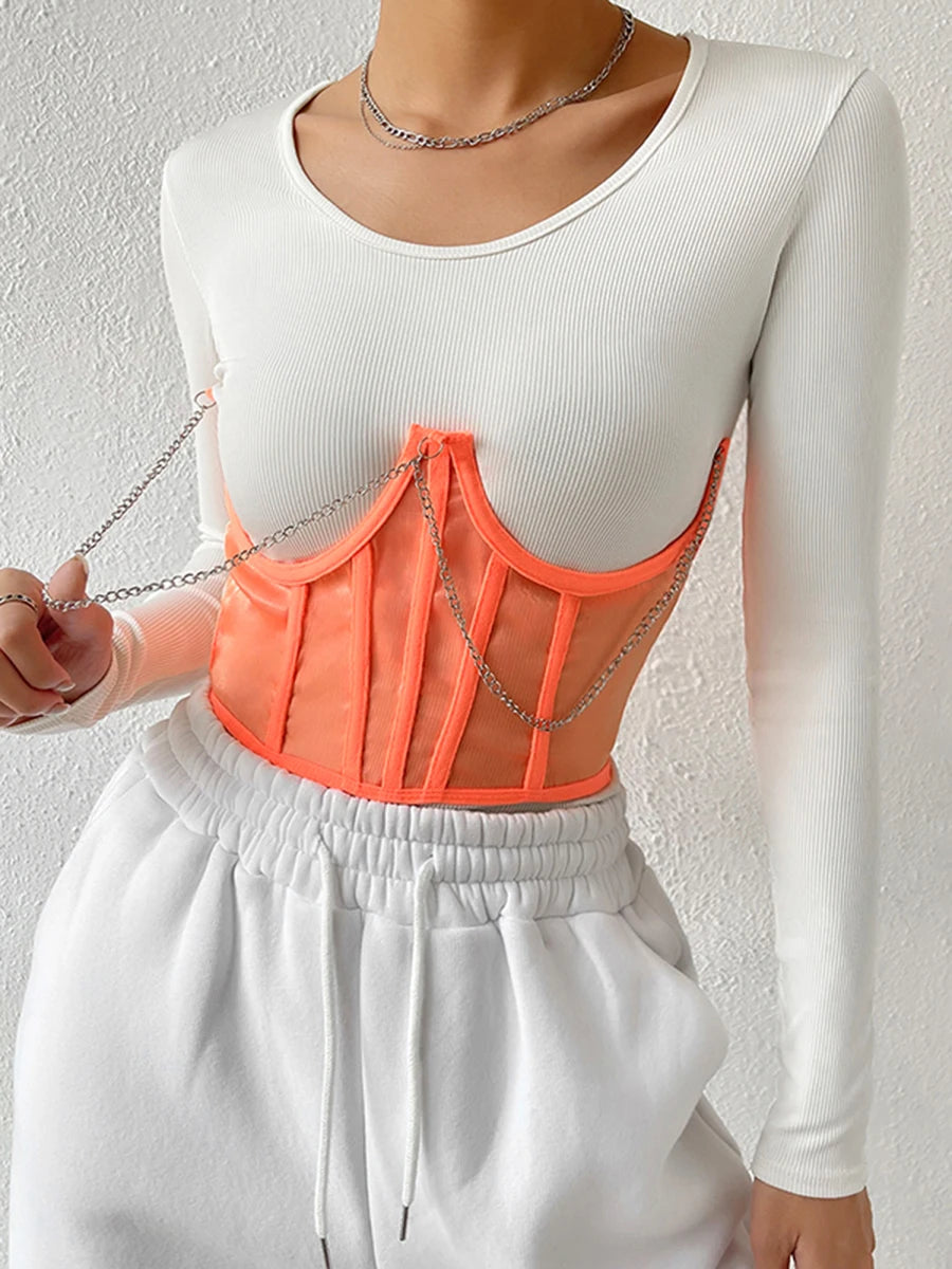 Corset orange avec chaîne