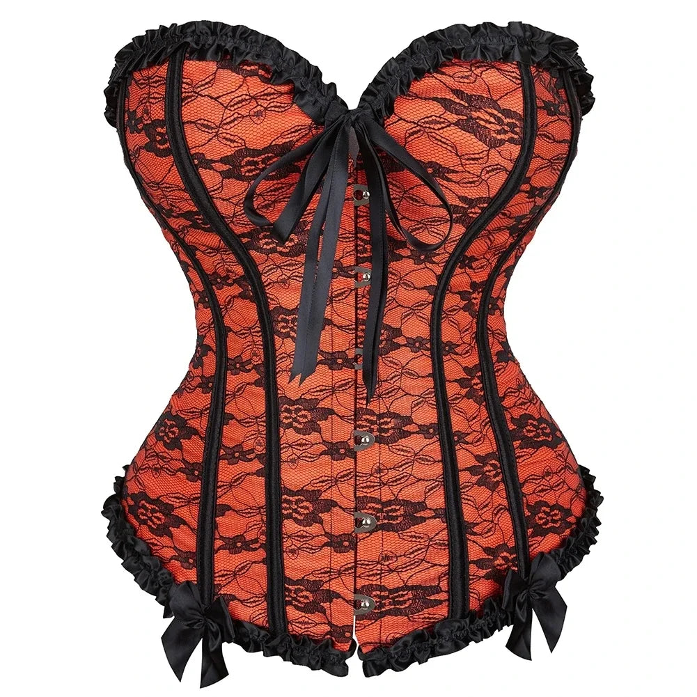 Corset orange avec dentelle