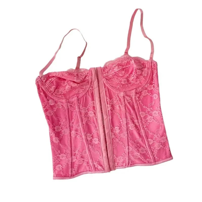 Corset rose bonbon
