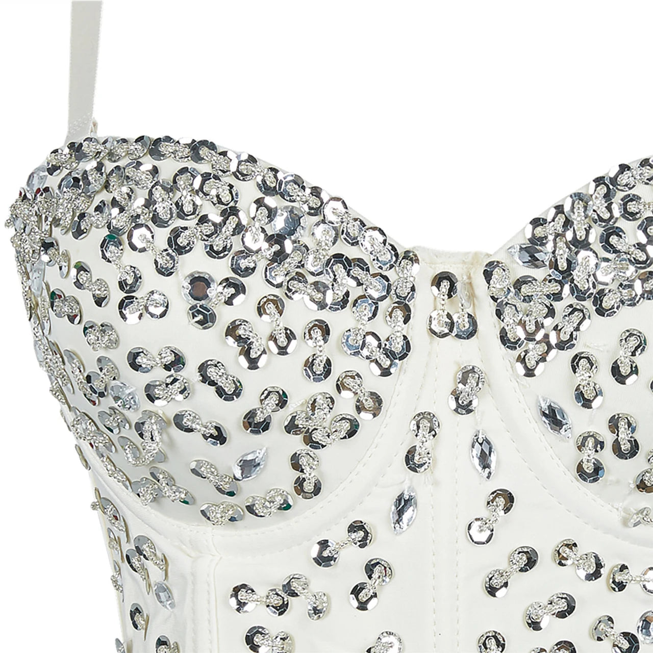 Corset à strass blanc détail