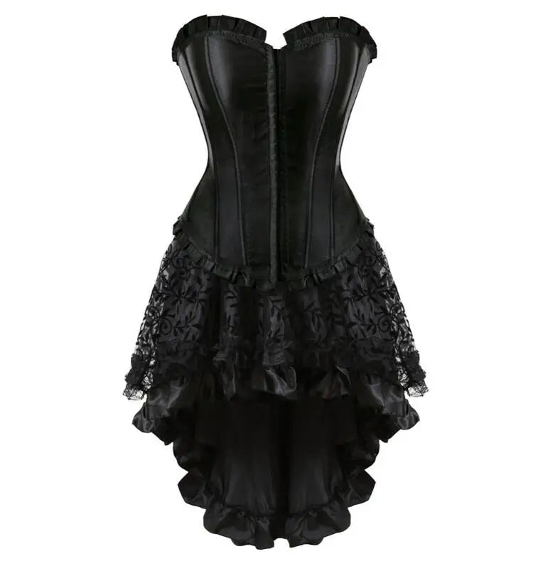 Corset vampire noir satin