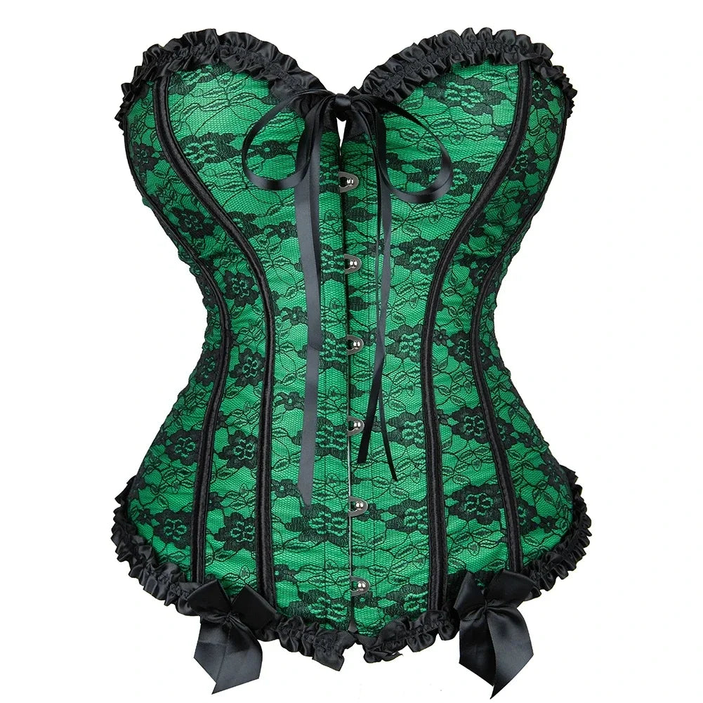 Corset vert avec dentelle