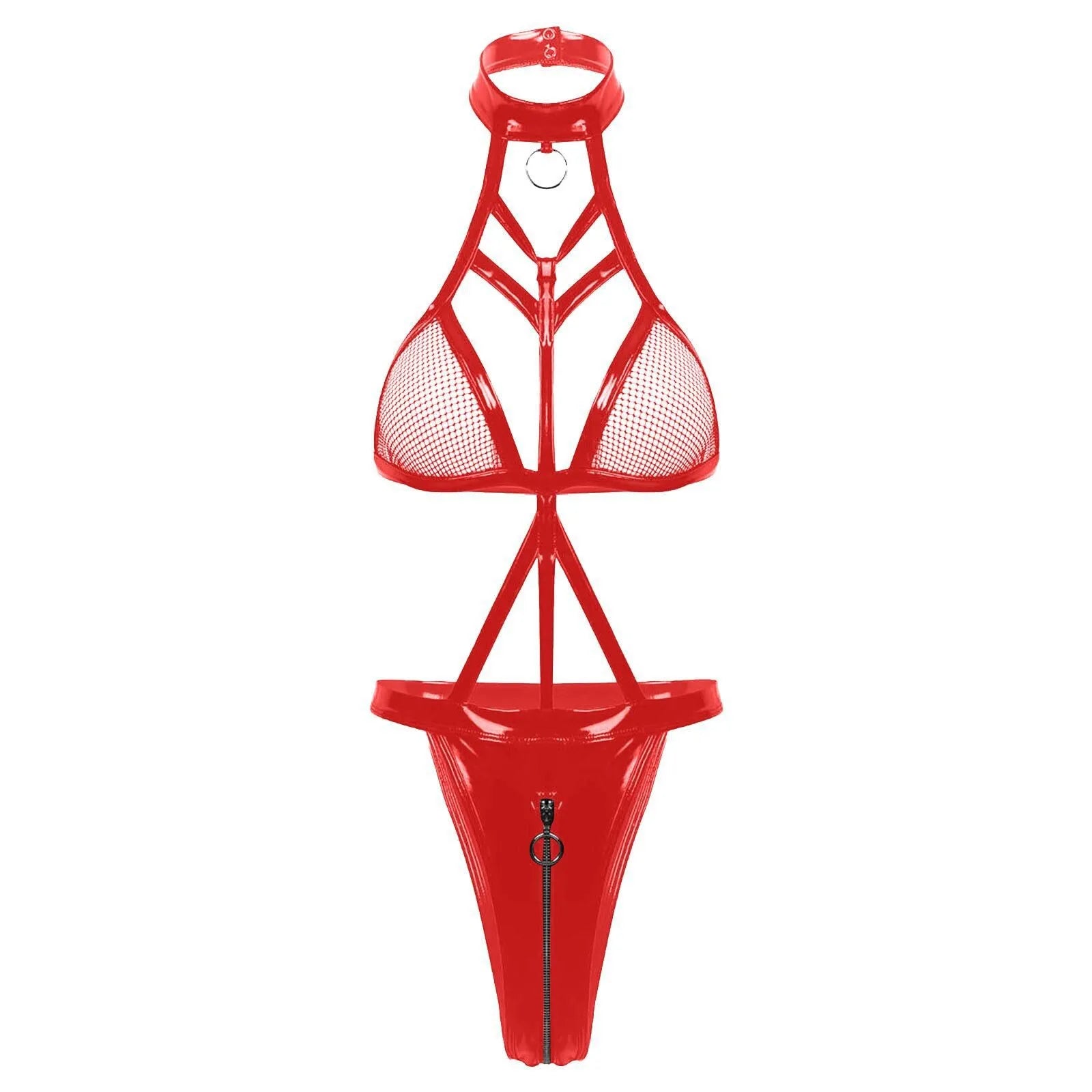 Ensemble érotique rouge avec zip