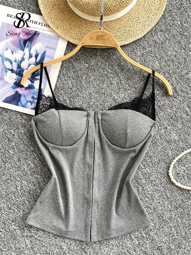 Faux corset gris