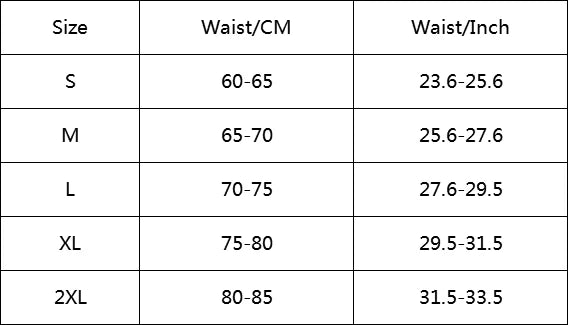 Guide des tailles corset menthol