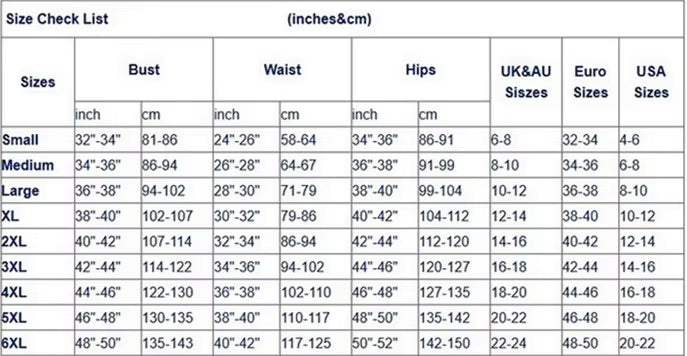 Guide des tailles camo corset