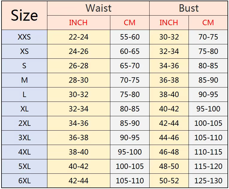 Guide des tailles corset dragon